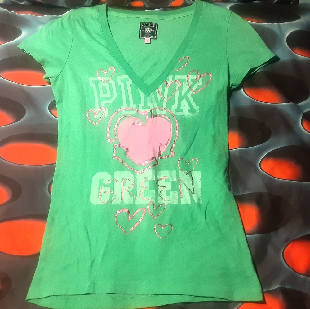 Victoria's Secret pink short sleeve v-neck shirt small